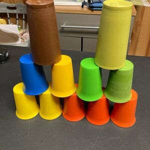 Lot of 11 Tupperware tumblers cups 7 ounce 4 ounce stackable retro vintage